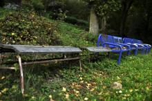 Lavičková evoluce na volejbalovém hřišti v chatové osadě Ariana