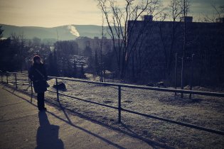 Ranní cesta na zastávku šaliny