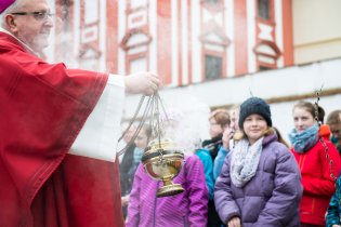 V Litoměřicích se kadidlem nikdy nešetřilo - otec biskup  žehná ratolesti