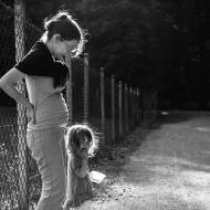 Fotíme se v protisvětle, zatímco miminko spokojeně chrní v kočárku