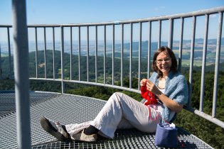 Vrcholové pletení, smích je způsoben řídkým vzduchem