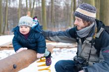 Poprvé na novém dětském hřišti "u prasat"