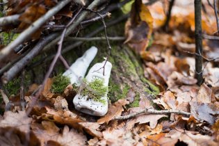 Konečně jsme odnesli do lesa hliněné skřítky, které jsme vyráběli v létě