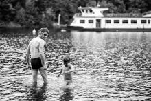 Ráďa si koupání na začátku října nakonec rozmyslel