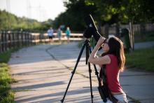 Pozorování jiřiček na drátě přímo nad hlavou vyžaduje pružnou páteř