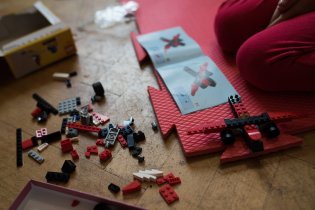 Ráďa už lego podle návodu sestavuje jako drak