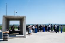 Svatba v modré, vypadá  to hezky, a Pálava v pozadí nahodila namodralý opar, aby taky ladila